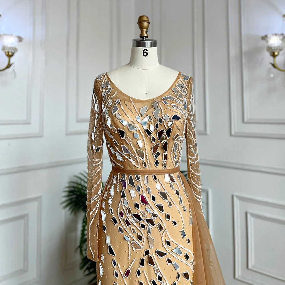 Muslim Nude Mermaid With Overskirt Beaded Long Evening Dresses Gowns For Woman wedding Party 2025 LA71757