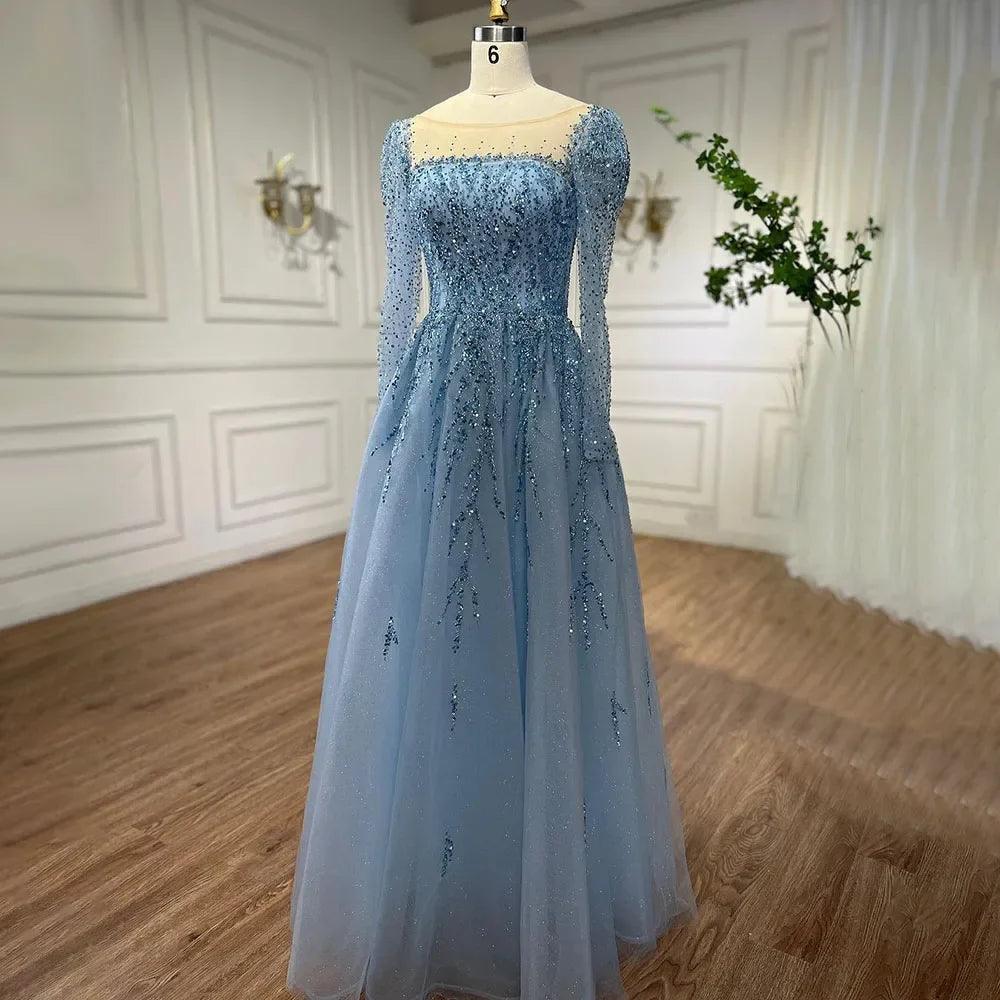 Serene Hill Muslimischen Rosa EINE Linie Perlen Luxus Dubai Lange Abendkleider Kleider Für Frau Hochzeit