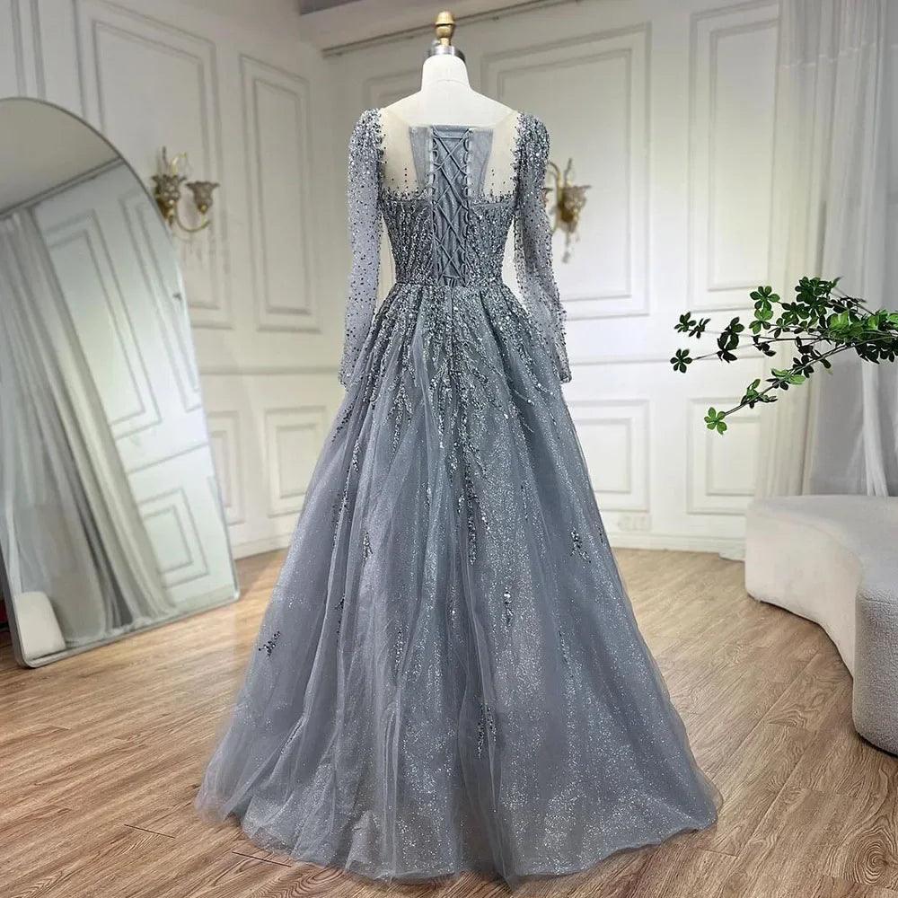 Serene Hill Muslimischen Rosa EINE Linie Perlen Luxus Dubai Lange Abendkleider Kleider Für Frau Hochzeit