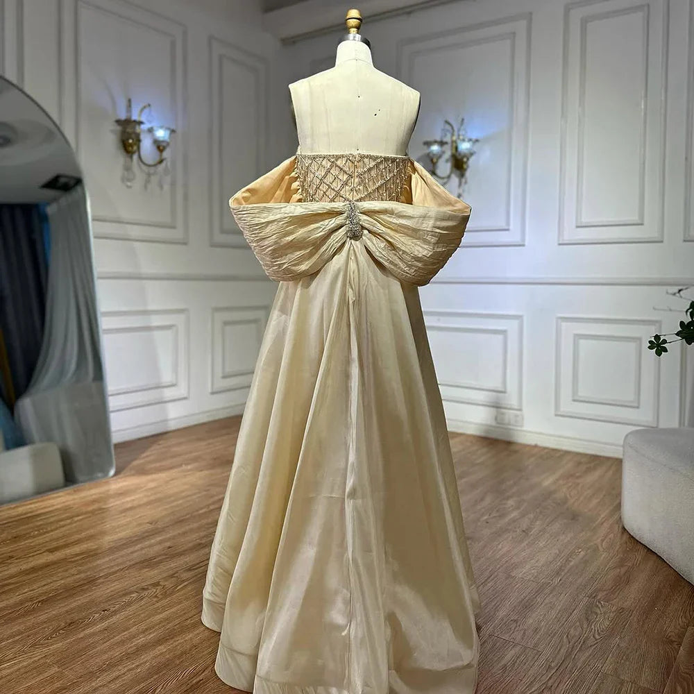 Nude Beaded Mermaid Evening Gown Off Shoulder Shawl Crystal Detailing for Formal Occasion 2025 LA72819