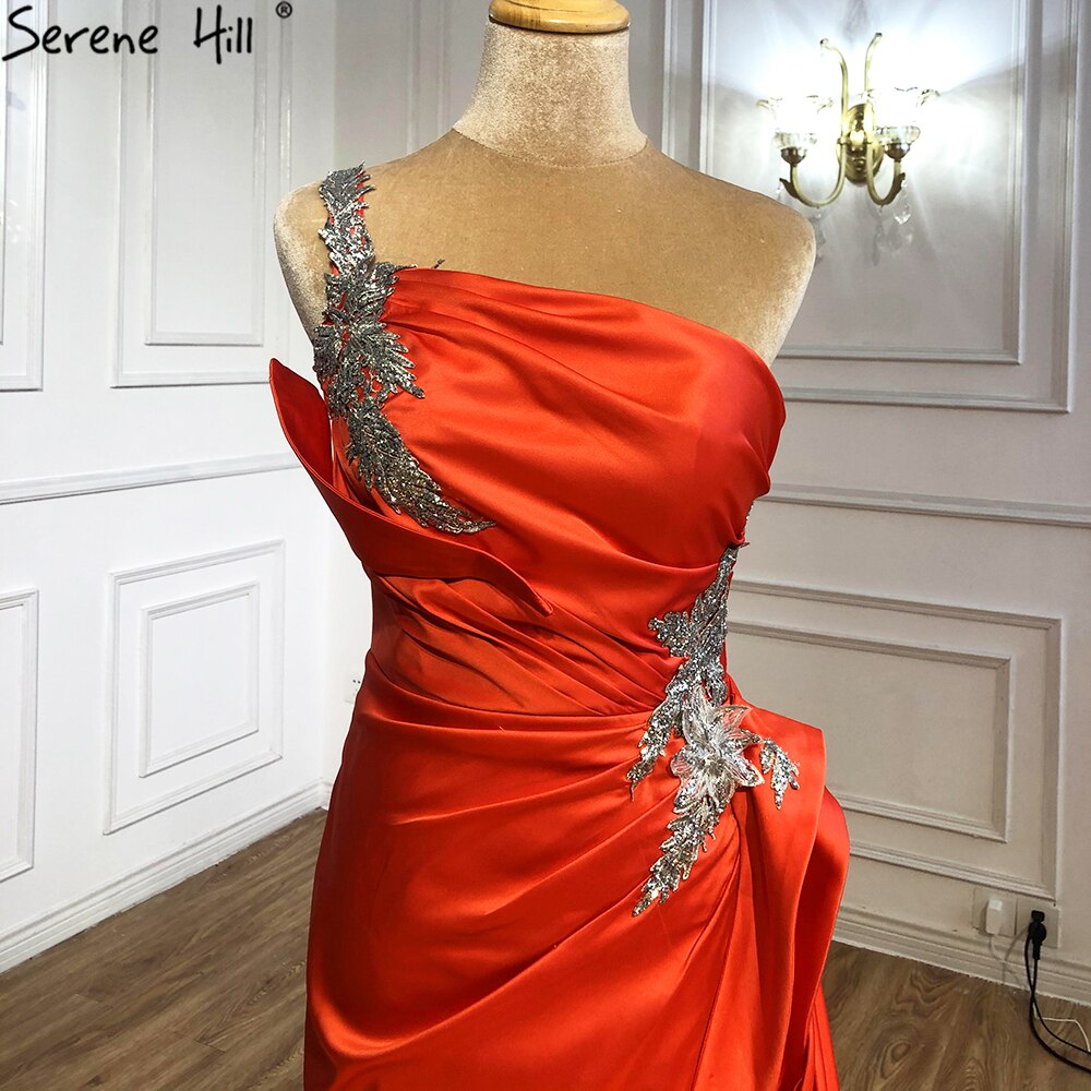 Orange High Split Mermaid Evening Dresses Gowns 2025 One Shoulder Elegant Sexy For Women Party LA70896