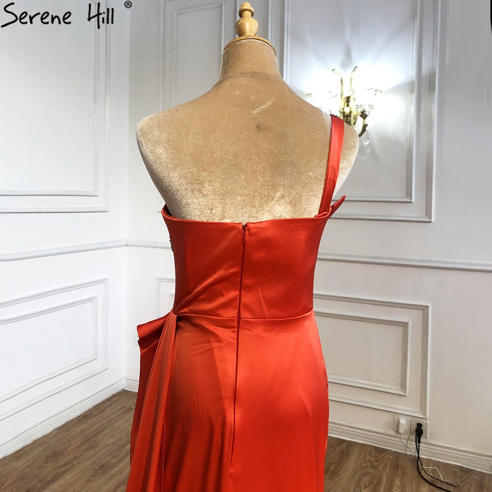 Orange High Split Mermaid Evening Dresses Gowns 2025 One Shoulder Elegant Sexy For Women Party LA70896