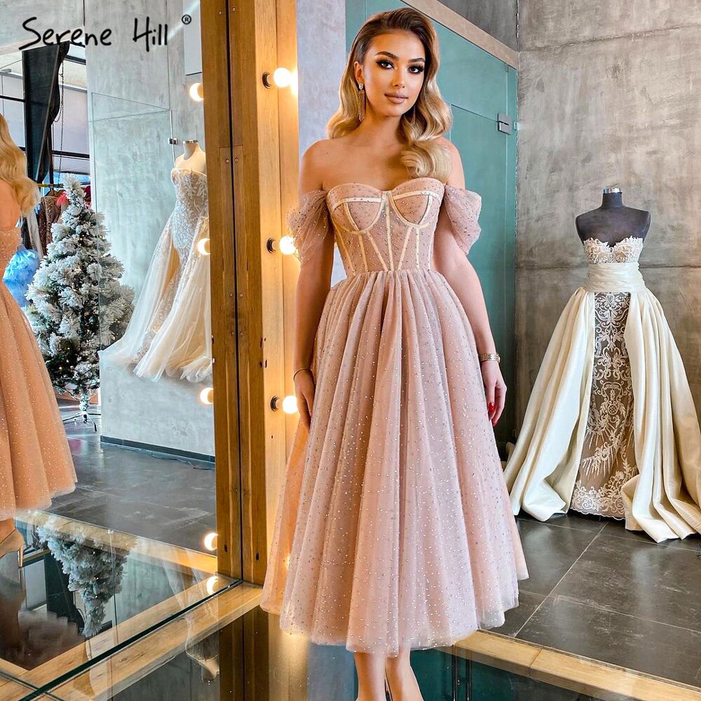 On Sale no return no refundSale Peach A-Line Sexy Evening Gowns 2025 Sleeveless Beaded Ankle-Length For Women Party LA71289