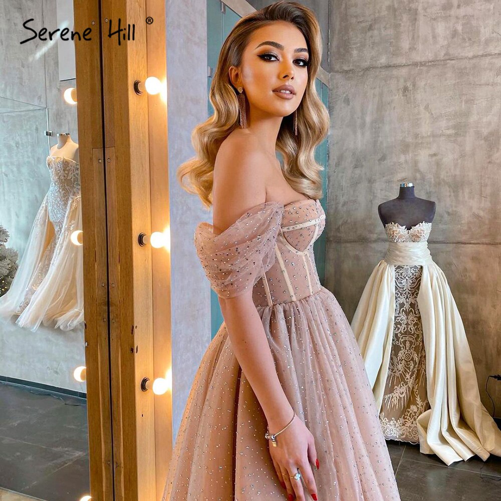 On Sale no return no refundSale Peach A-Line Sexy Evening Gowns 2025 Sleeveless Beaded Ankle-Length For Women Party LA71289