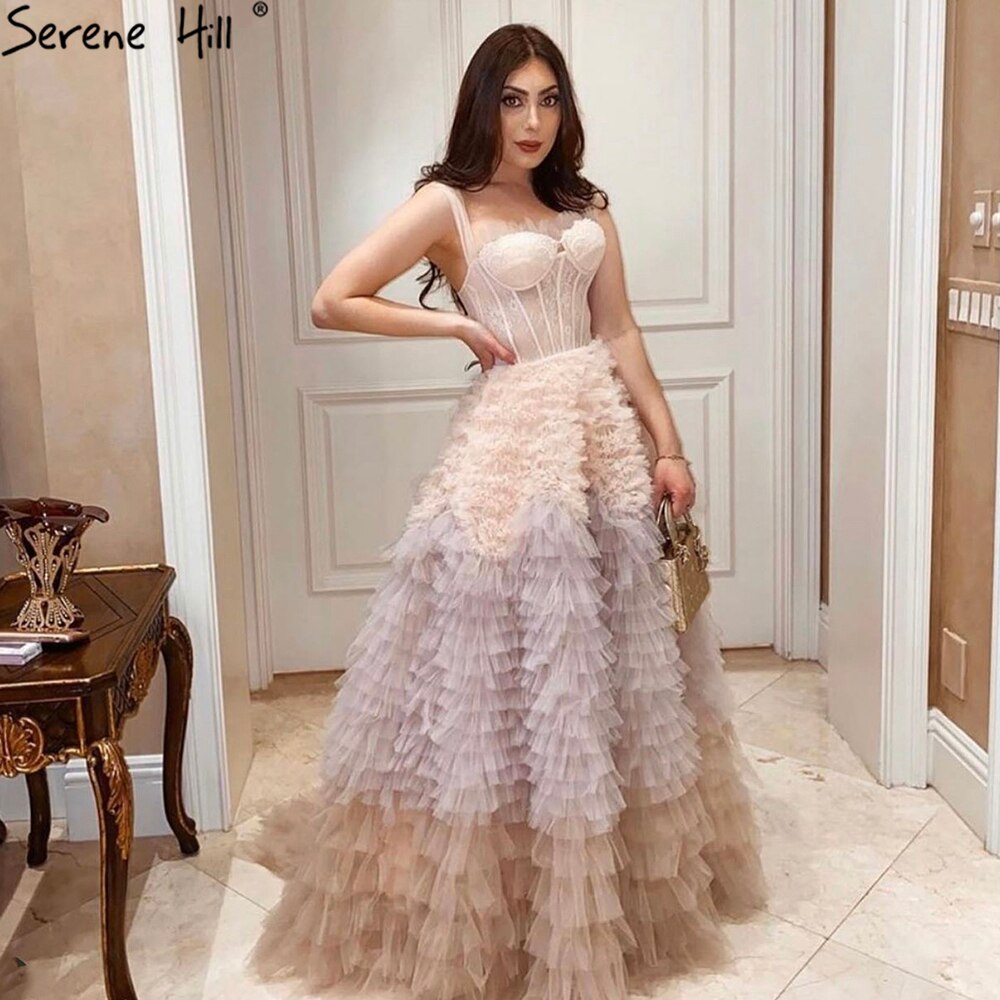 Pink Corset With a Ruffled Ombre Ballcown Prom Dresses 2025 Sexy Girls Graduation Party Gown LA71221