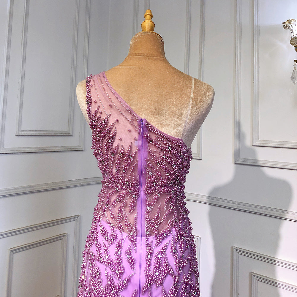 Pink High Split Mermaid Evening Dresses Gowns 2025 Luxury Beaded Elegant For Women Party LA71582