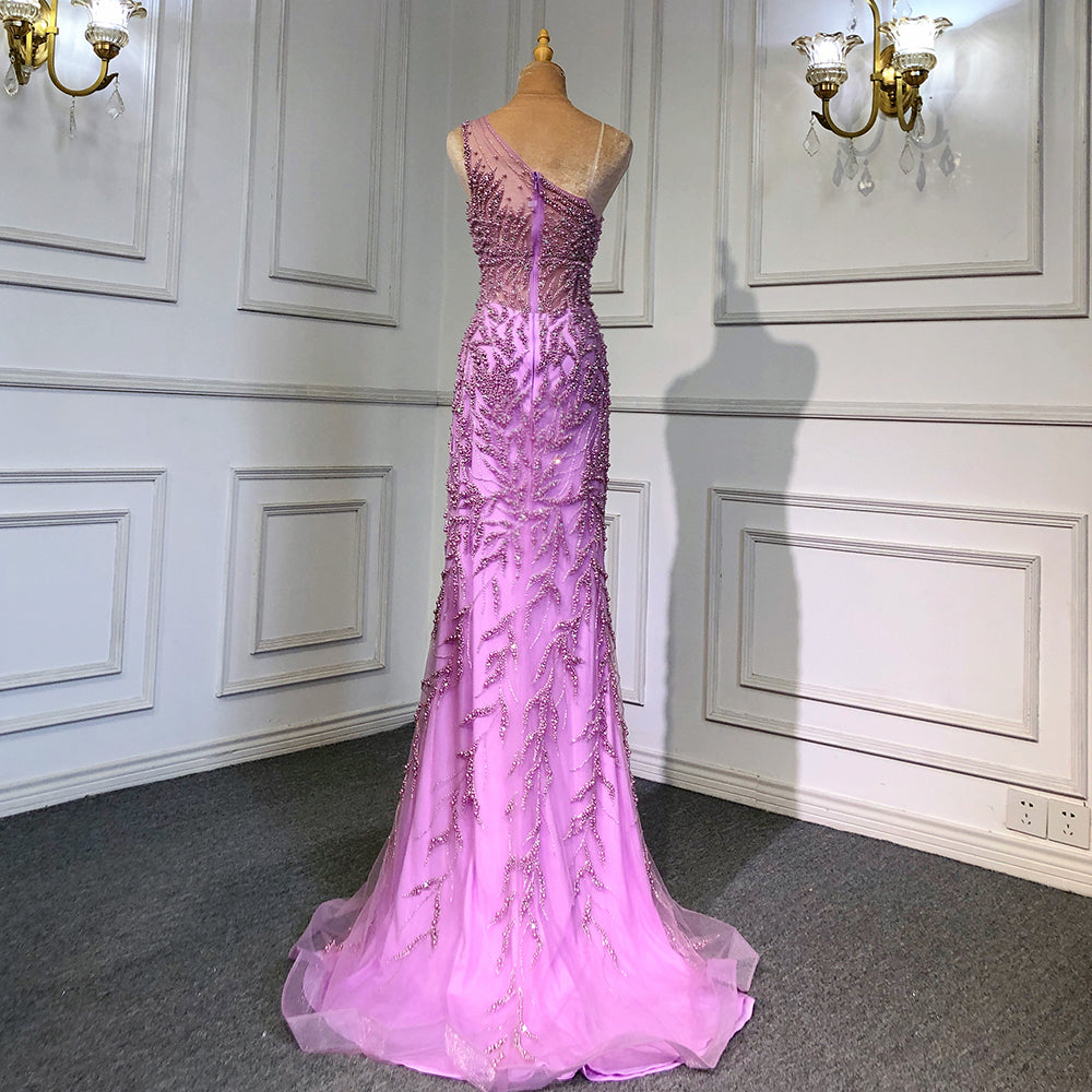 Pink High Split Mermaid Evening Dresses Gowns 2025 Luxury Beaded Elegant For Women Party LA71582