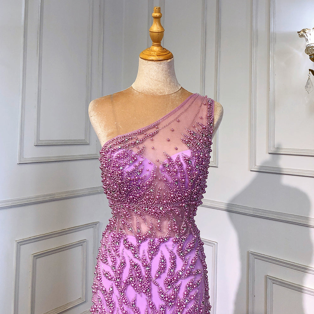 Pink High Split Mermaid Evening Dresses Gowns 2025 Luxury Beaded Elegant For Women Party LA71582
