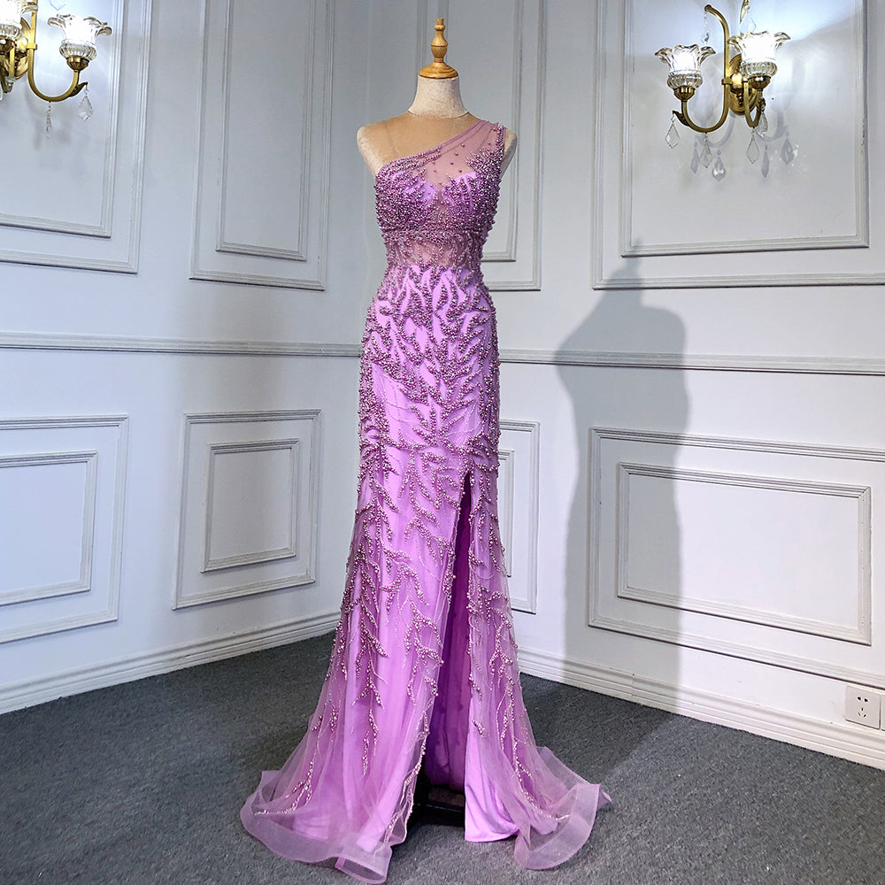 Pink High Split Mermaid Evening Dresses Gowns 2025 Luxury Beaded Elegant For Women Party LA71582