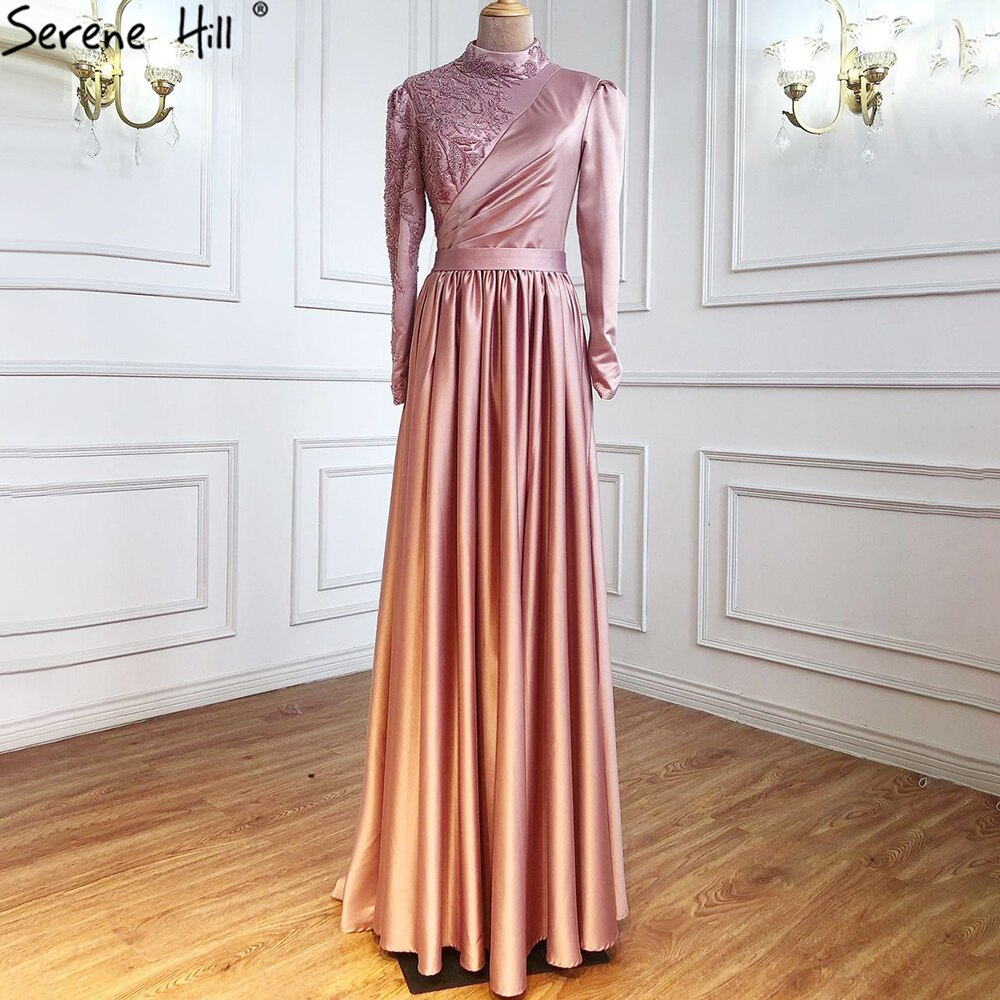Pink Luxury A-Line Evening Dresses Gowns 2025 One Shoulder Beading Sexy For Women Party LA71033