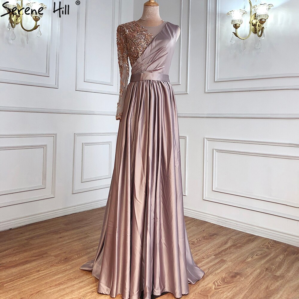 Pink Luxury A-Line Evening Dresses Gowns 2025 One Shoulder Beading Sexy For Women Party LA71033