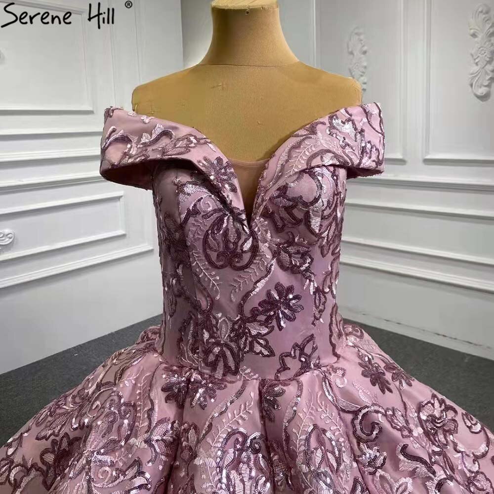 Pink Luxury Wedding Dresses Gowns 2025 Embroidery Lace Up Bridal Dresses HM66590 Custom Made