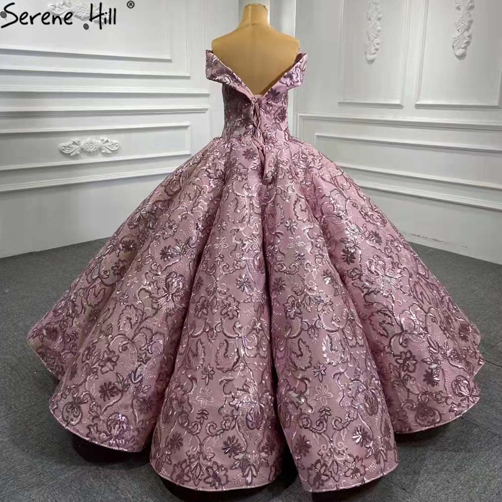 Pink Luxury Wedding Dresses Gowns 2025 Embroidery Lace Up Bridal Dresses HM66590 Custom Made