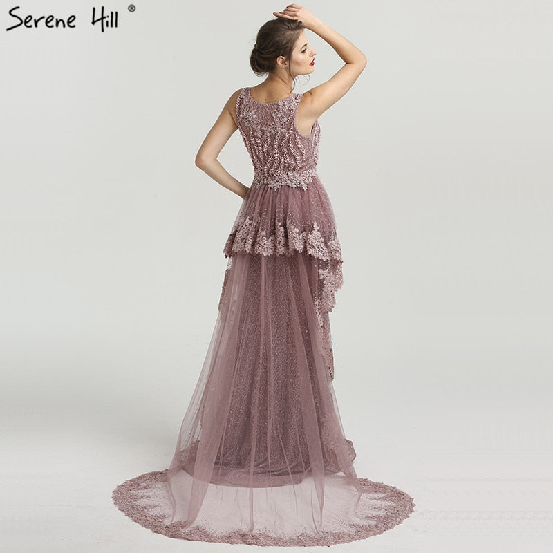 Pink Mermaid Elegant Sleeveless Sexy Evening Dresses Pearls Fashion Off Shoulder Gowns Luxury Beaded 2025 LA6527