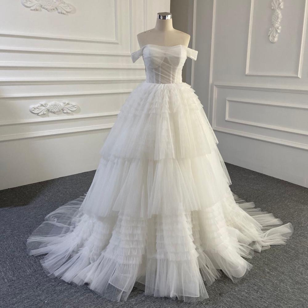 Pink Off Shoulder Wedding Dresses 2025 Tiered Sexy Simple High Quality Bridal Gowns HM67120 Custom Made