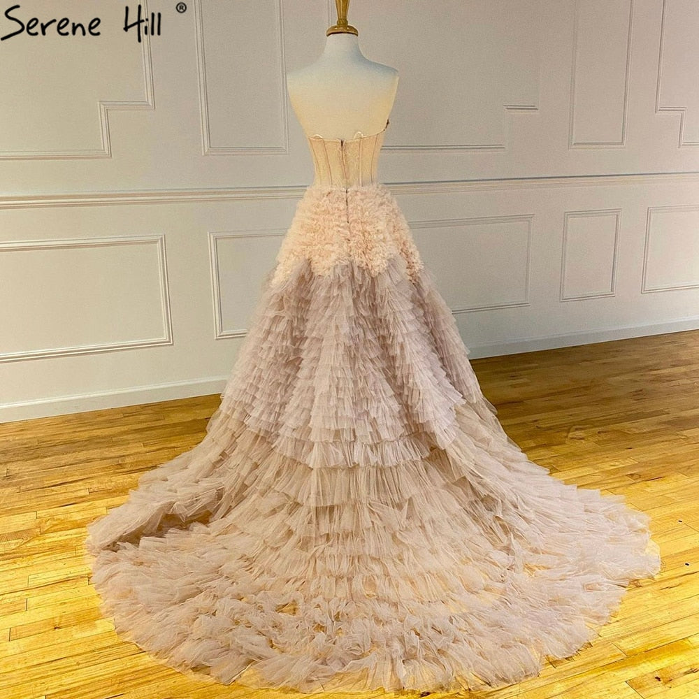 Pink Ruffles Sexy Evening Dresses Gowns 2025 A-Line Tiered High-end For Women Party LA71221