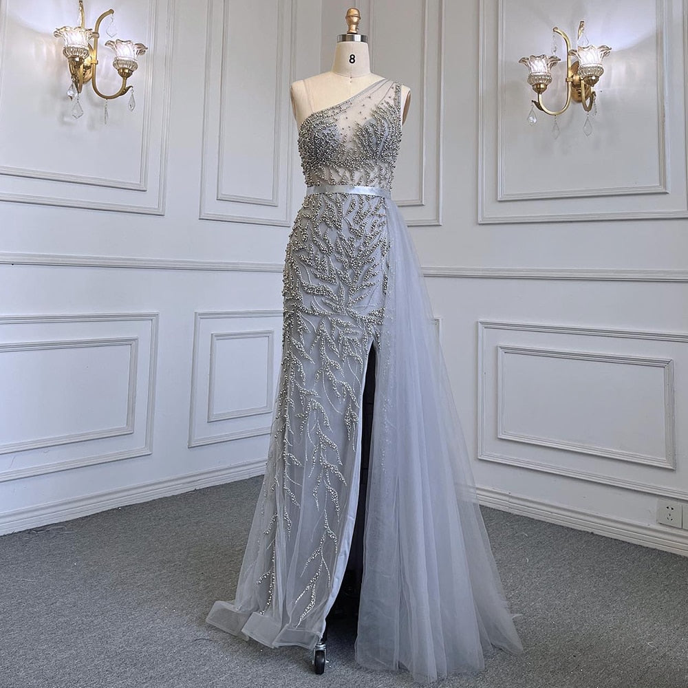 Pink Sexy High Split Mermaid Elegant Evening Dresses Gowns Luxury Beaded 2025 For Women Party LA71582