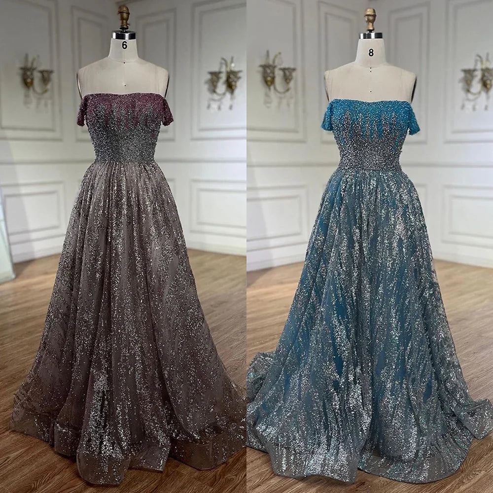 Vestido de noche largo de lujo estilo Dubái con tirantes finos en color rosa, corte A y cuentas, para mujer, para boda, 2025, LA72507