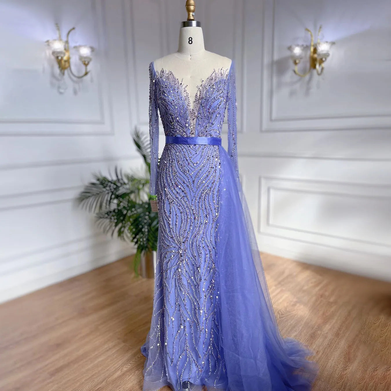 Lila Meerjungfrau Elegant Mit Rock Spitze Perlen Luxus Abendkleider Kleider Für Frau Hochzeit Party 2025 LA71752
