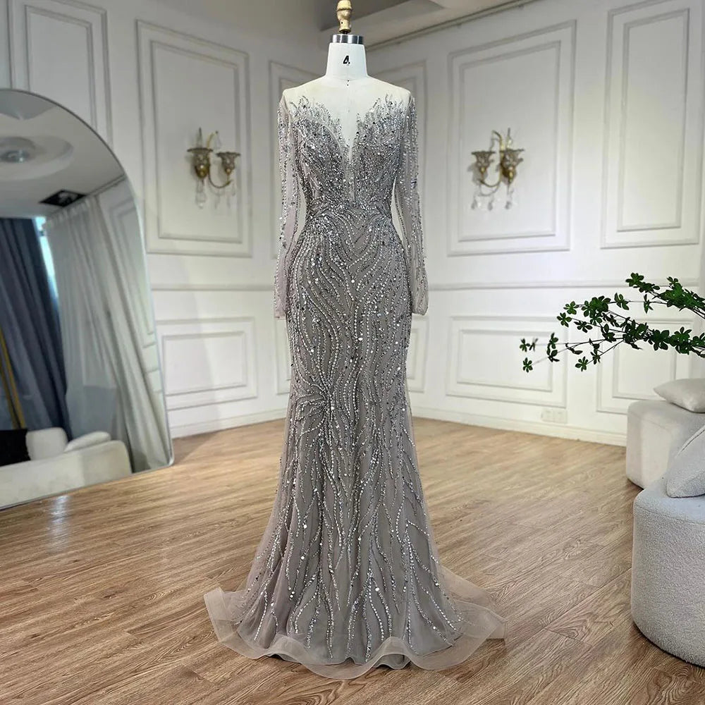 Lila Meerjungfrau Elegant Mit Rock Spitze Perlen Luxus Abendkleider Kleider Für Frau Hochzeit Party 2025 LA71752