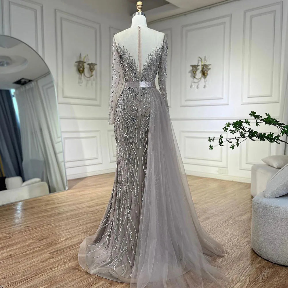 Lila Meerjungfrau Elegant Mit Rock Spitze Perlen Luxus Abendkleider Kleider Für Frau Hochzeit Party 2025 LA71752
