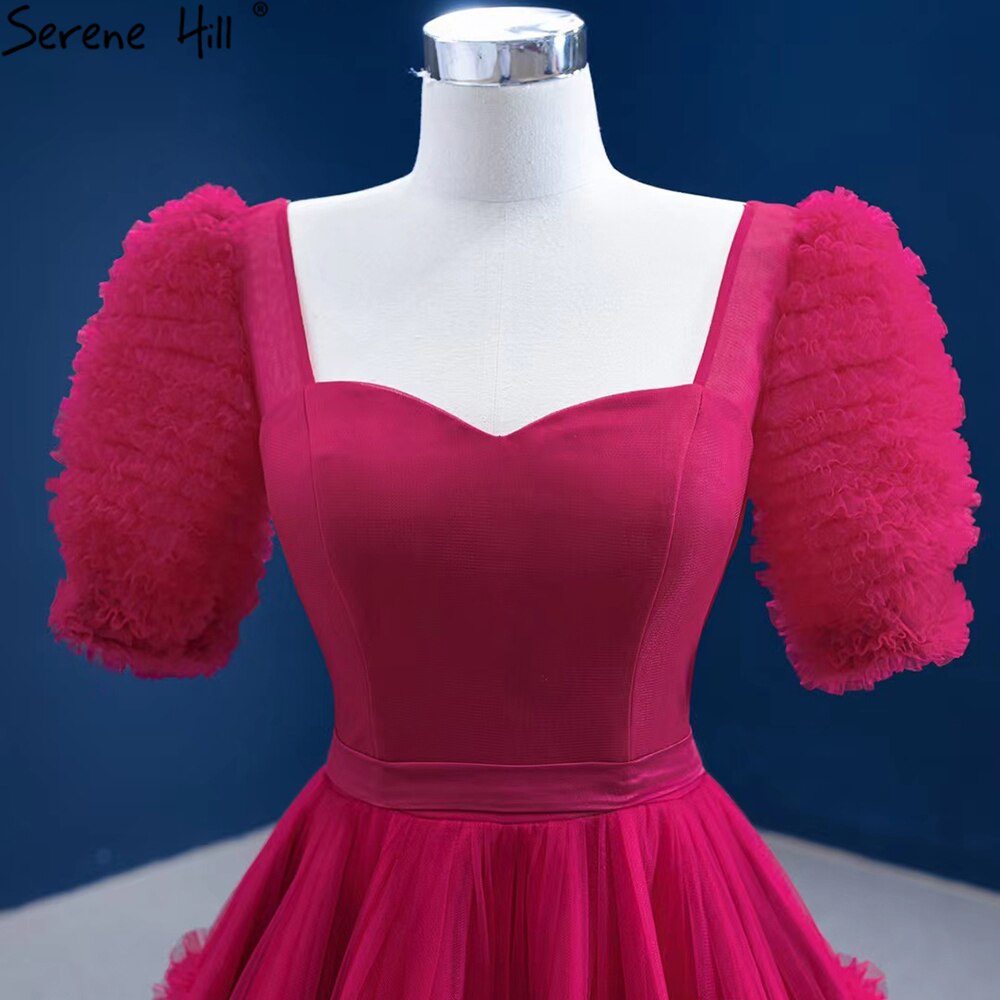 Red Puff Sleeves Brautkleider 2025 Rüschen Sexy Lace Up Braut Kleider HM67361 Nach Maß