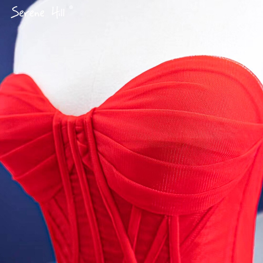 Vestidos de novia de alta gama con volantes rojos 2025, con cordones, sencillos y sexys, HM67301, hechos a medida