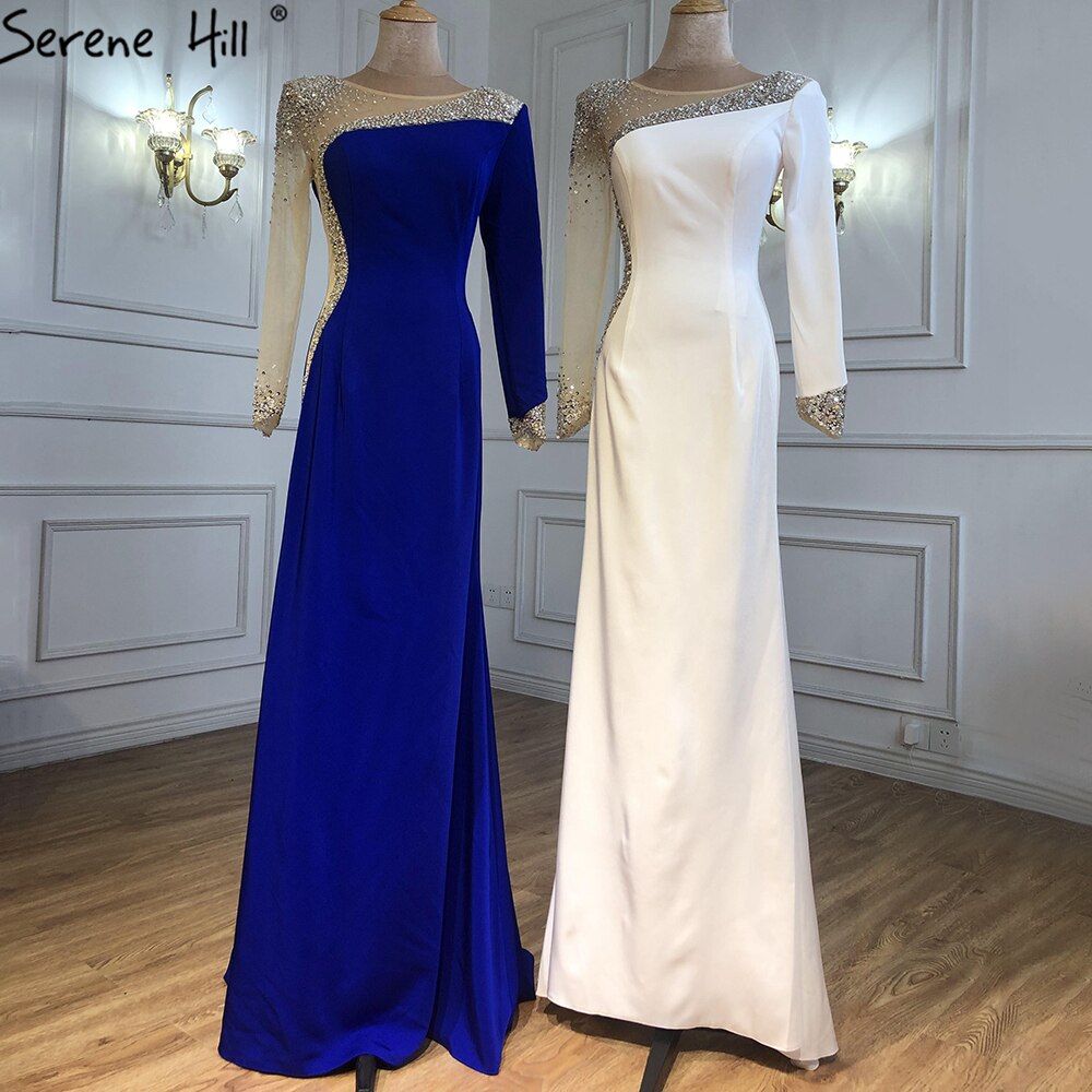 Vestidos de noche de sirena de satén rojo 2025, elegantes y sexys con cuentas para mujer, para bodas y fiestas LA71152