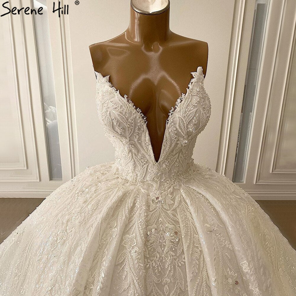 Sexy Spitze Brautkleider Spaghetti Strap Perlen Brautkleider HA2519 Nach Maß
