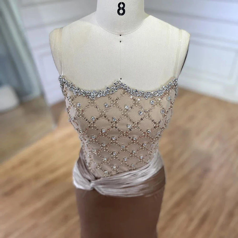 Velvet Mermaid Gown Elegant Beaded Design Arabic inspired Luxe Evening Dress for Women's Wedding Party 2025 LA72327
