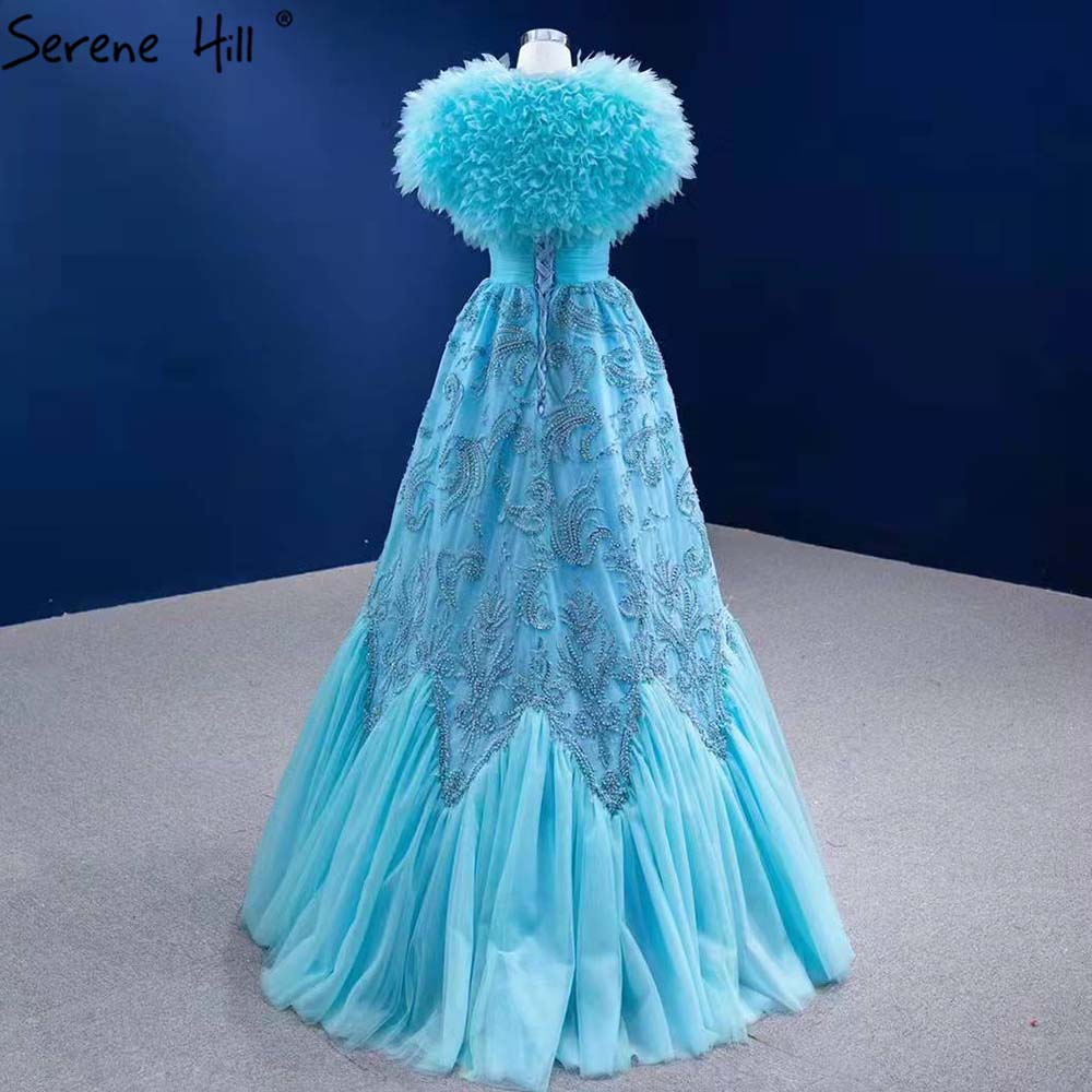 Water Blue Luxury Evening Dresses Gowns 2025 A-Line Beaded High-end For Women Wedding Party HM67419