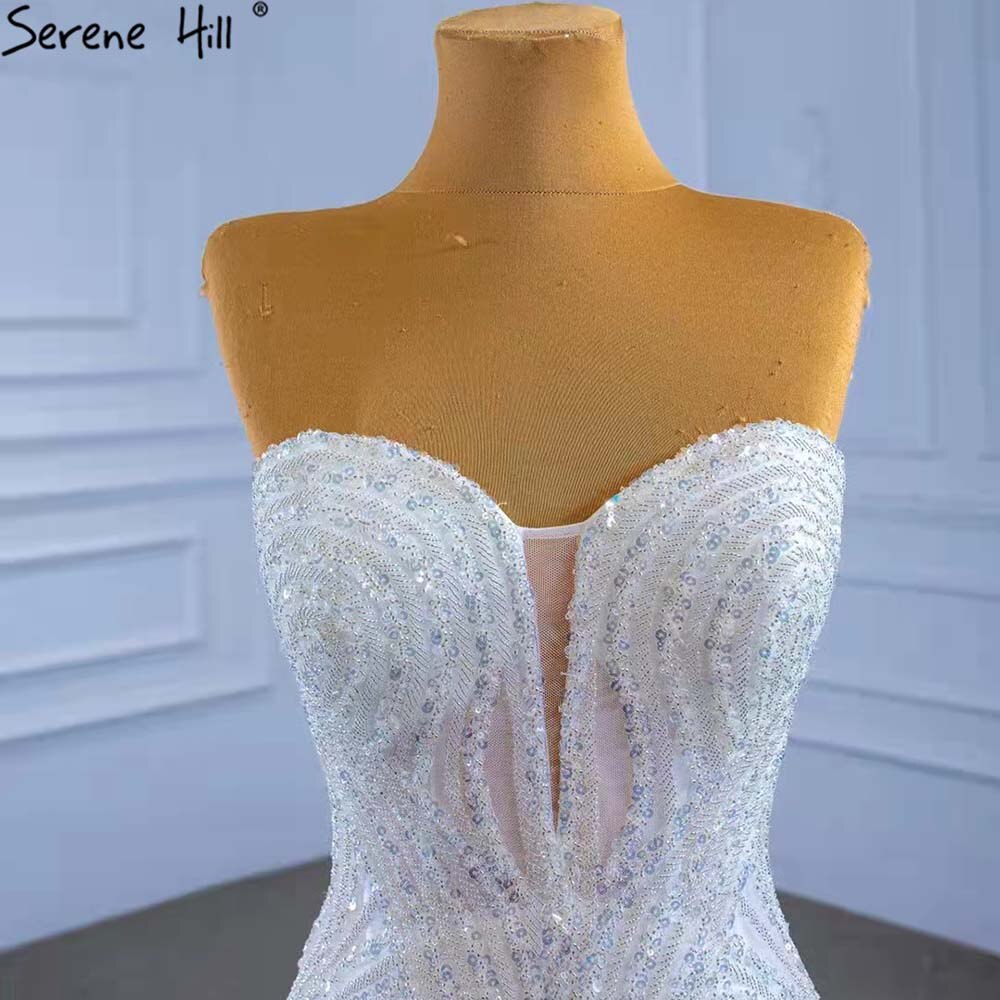 White Detachable Train Mermaid Wedding Dresses 2025 Beaded Luxury Bride Gowns HM67404 Custom Made