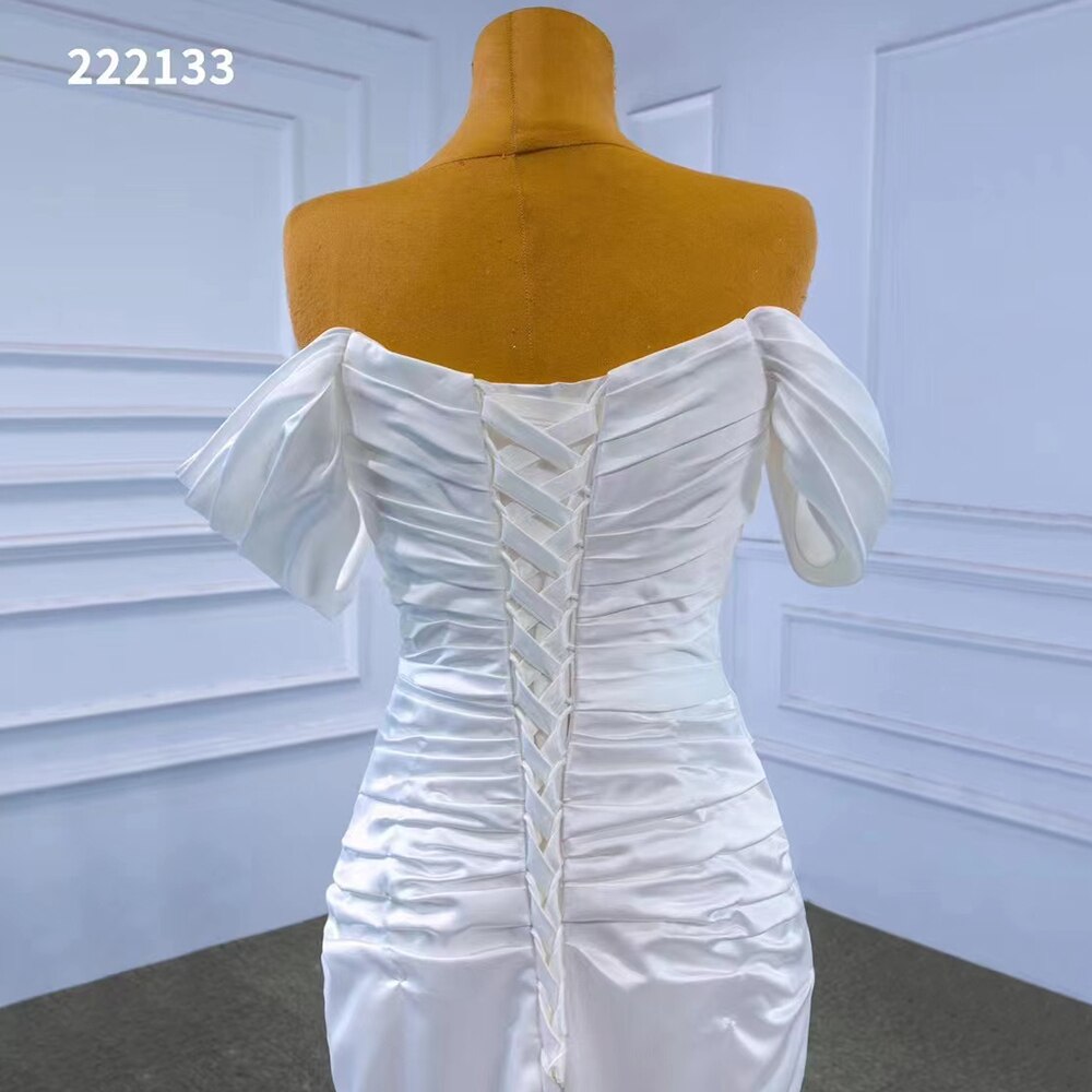White Mermaid Sexy Off Shoulder Lace Up Beaded Bride Gowns Wedding Dress 2025 High End Custom Made HM222133