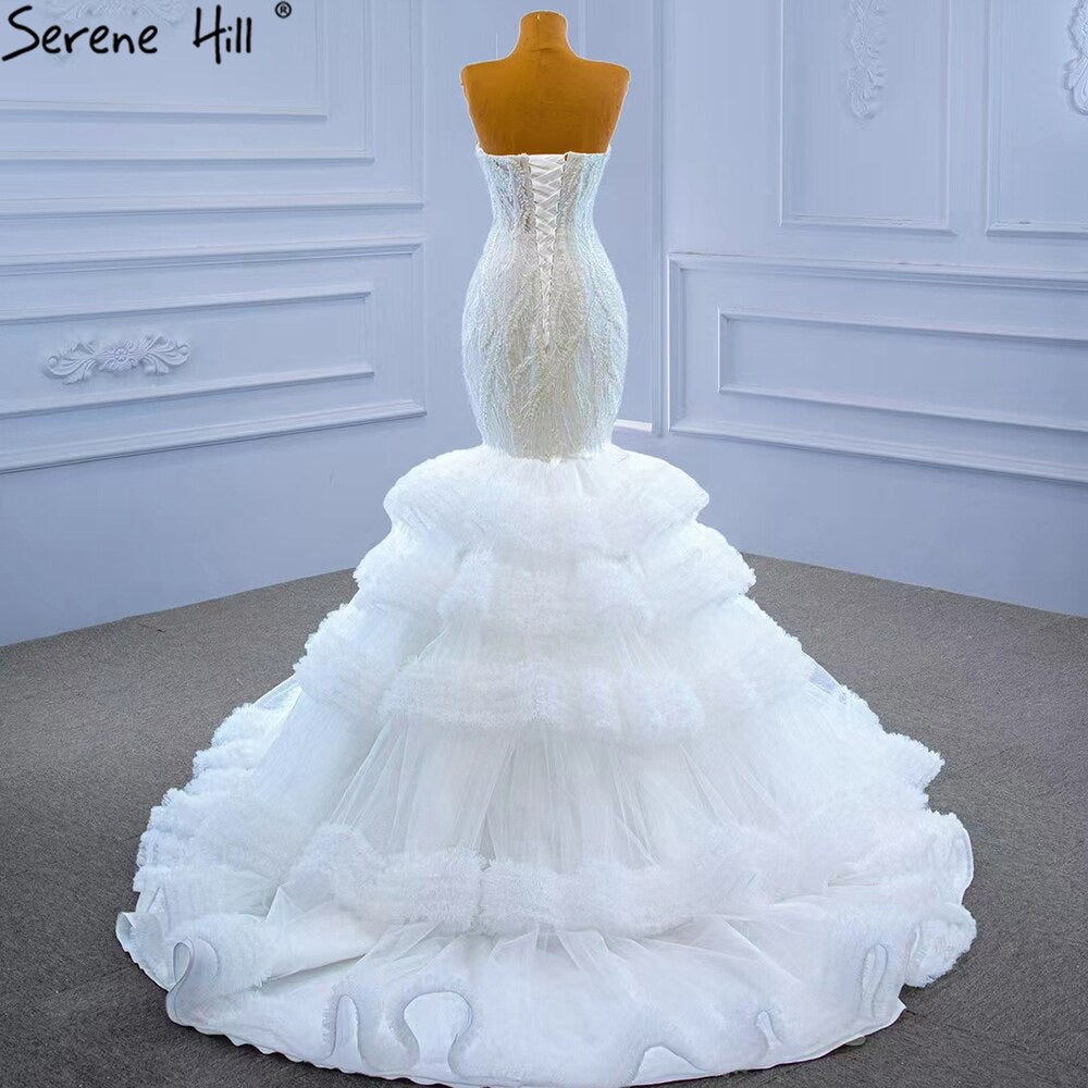 White Sweetheart Sexy Wedding Dresses 2025 Luxury Beaded Ruffles Bride Gowns HM67347 Custom Made