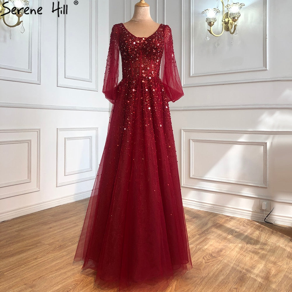 Vestido de noche de lujo color vino tinto, en oferta, sin devoluciones ni reembolsos, corte en A, con cuentas, sexy, para mujer, vestido de fiesta LA70855