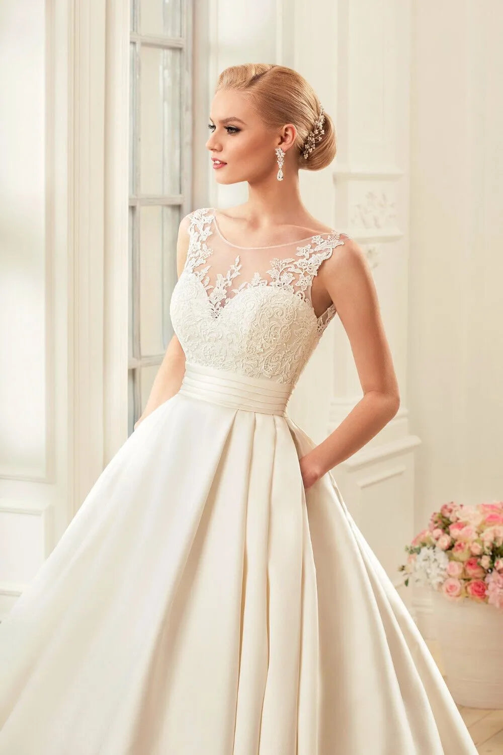 Sexy Backless Satin Wedding Dresses 2023 Chapel Train Bridal Gowns Ivory vestido noiva princesa-payinti