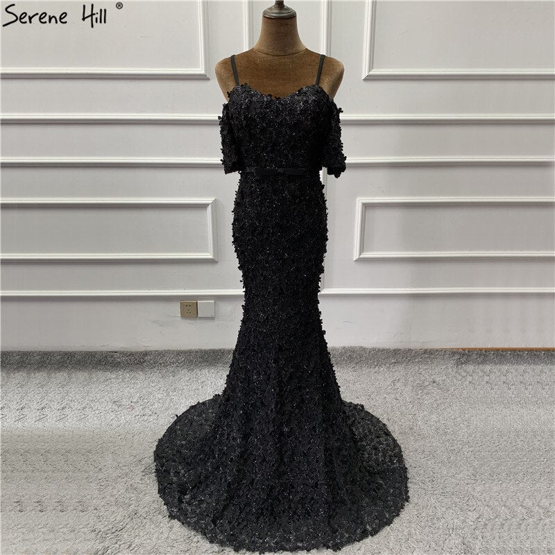 On Sale no return no refundSale Sexy Strapless Short Sleeves Mermaid Evening Dresses 2025 Embroidery Pearls Fashion Formal Dress LA6519