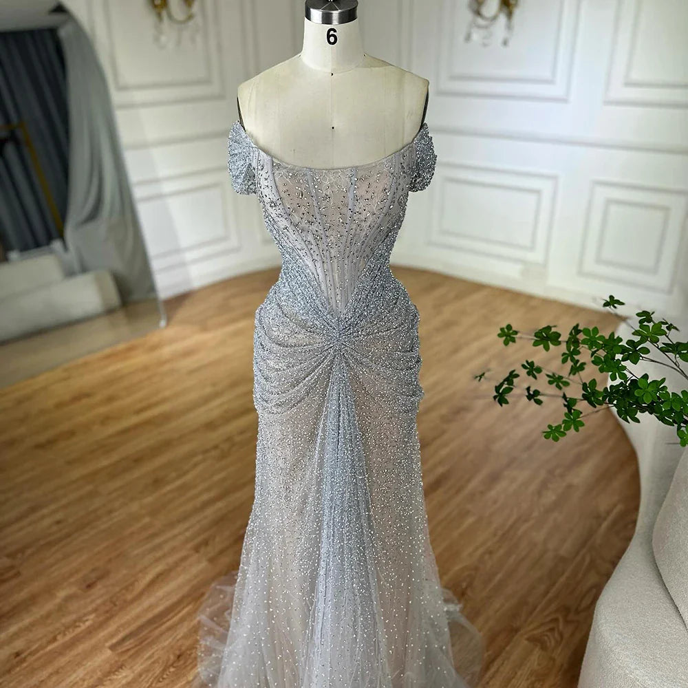 Luxus Designer Perlen Meerjungfrau Abendkleider Elegante Formale Kleid LA72905