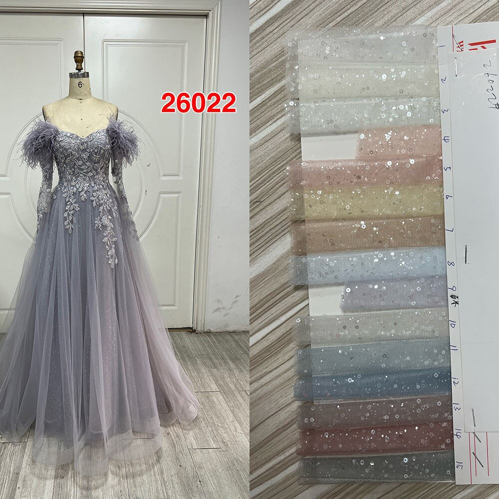 Abendkleid im Meerjungfrau-Stil mit Perlenbesatz und Quaste in Silber und Lila LA71814