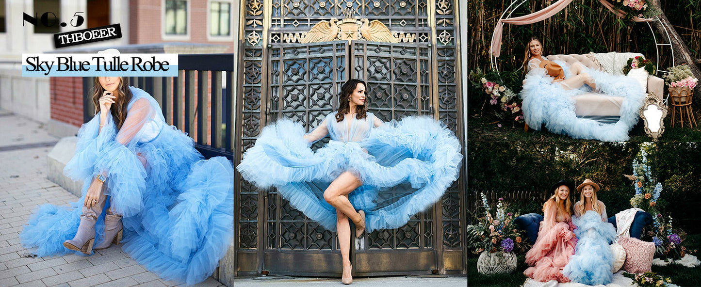 Puffiger Tüllmantel, transparent, für Schwangerschafts-Fotoshootings, SY042