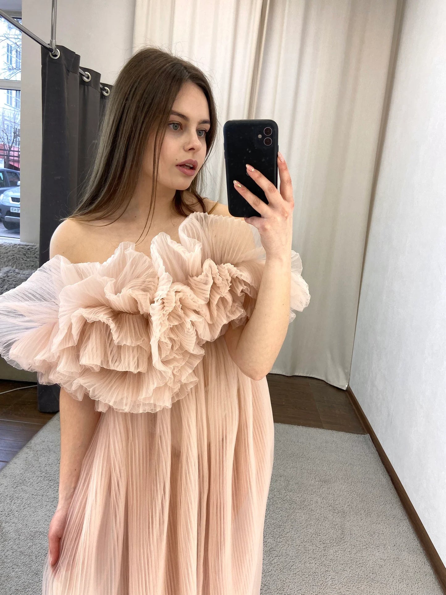 Transparenter Umstandsmantel für Fotoshootings, Tüll, Schwangerschafts-Fotoshooting, SY048