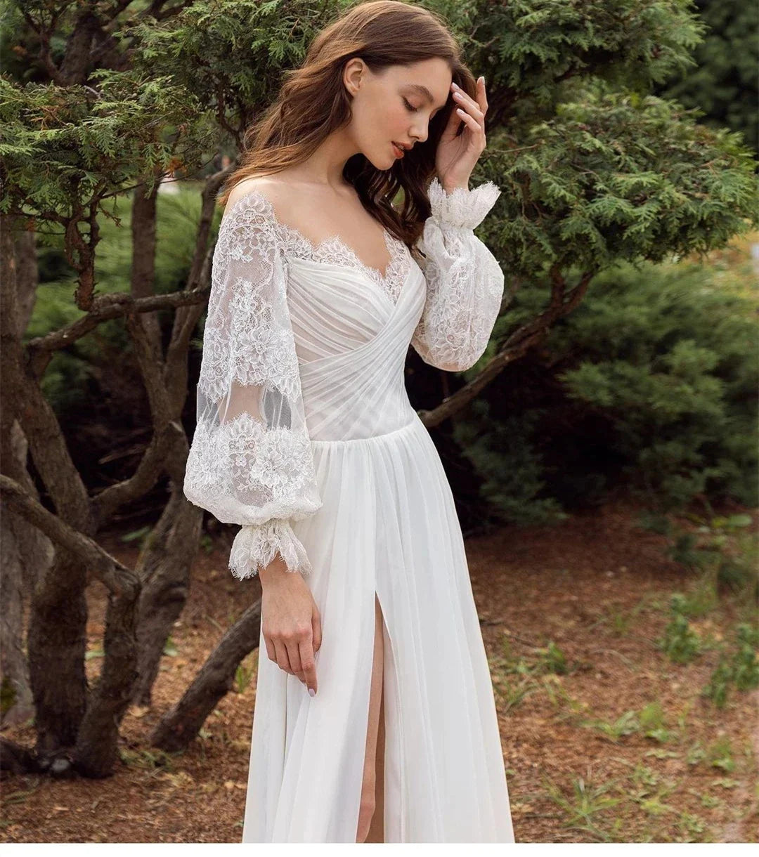 Simple Elegant New Sexy Off Shoulder Sweetheart High Fork V-Neck A-Line Wedding Dresses For Women Simple Bridal Gowns Robe 2023-payinti