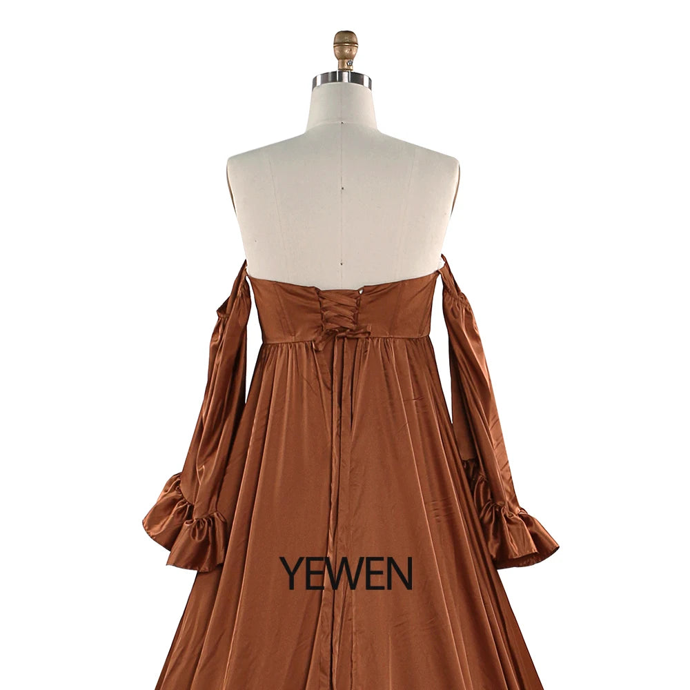 Soft Satin Long Shoulderless Pregnancy Woman Baby Shower Maternity Dresses Photoshoot Gown SY220701