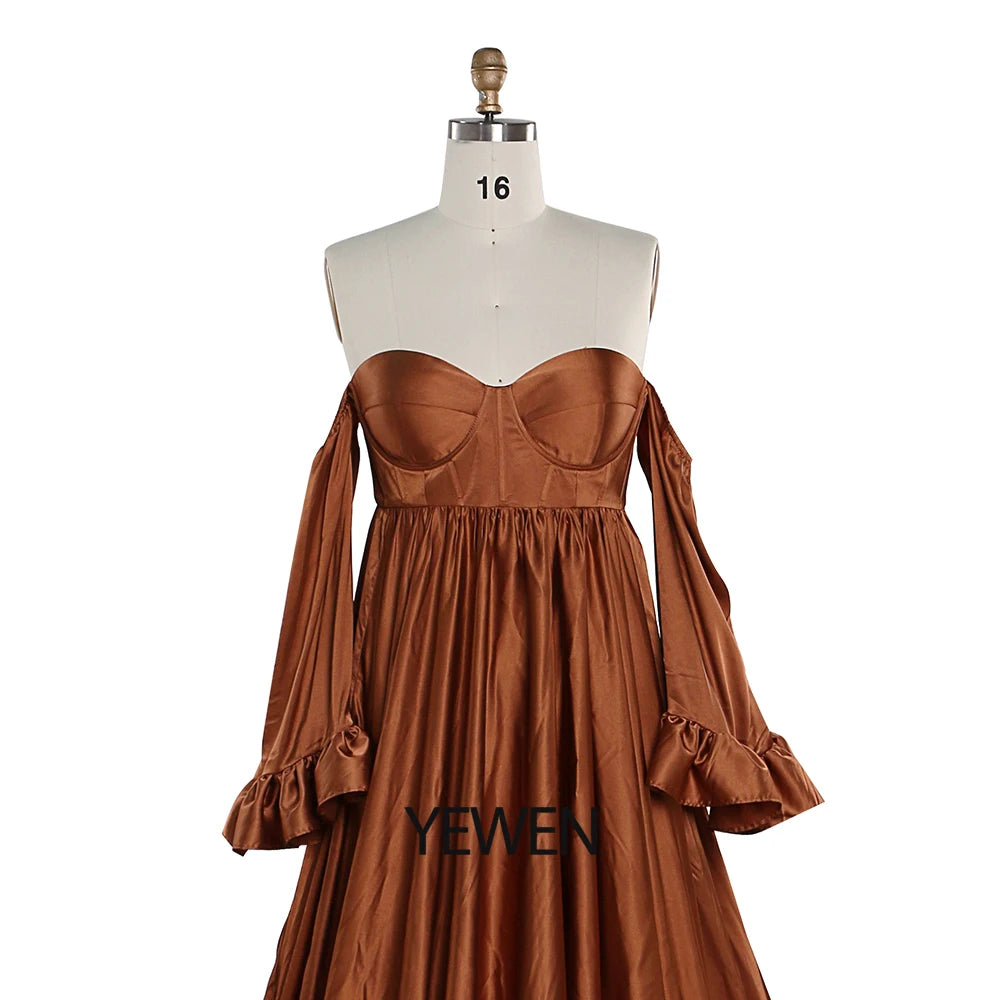 Soft Satin Long Shoulderless Pregnancy Woman Baby Shower Maternity Dresses Photoshoot Gown SY220701