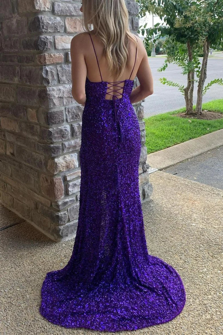 Ballkleid mit tiefem Ausschnitt, langes Ballkleid mit Schlitz SYP171
