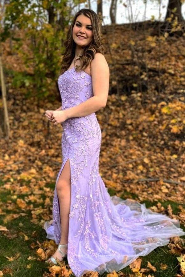 Meerjungfrau-Schlitz im Ballkleid mit Applikationen SYP157