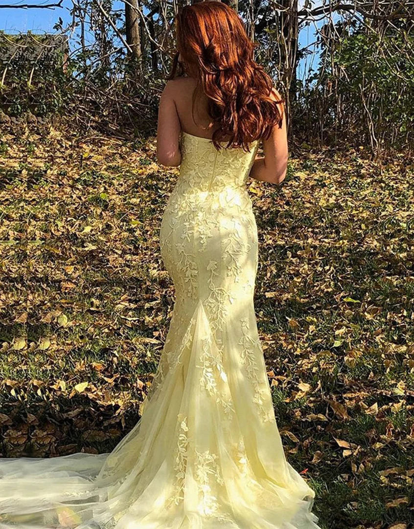 Meerjungfrau-Schlitz im Ballkleid mit Applikationen SYP157