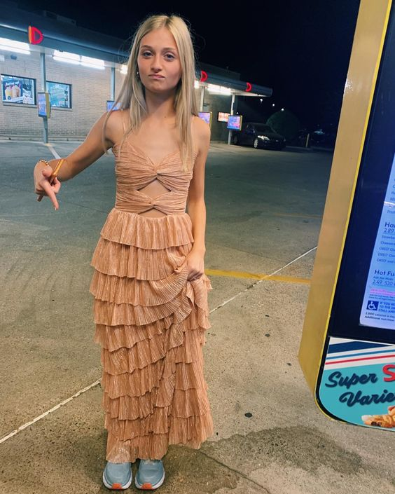 Spaghettiträger Gestufte Lange Abendkleider, Schickes Ballkleid Y2053