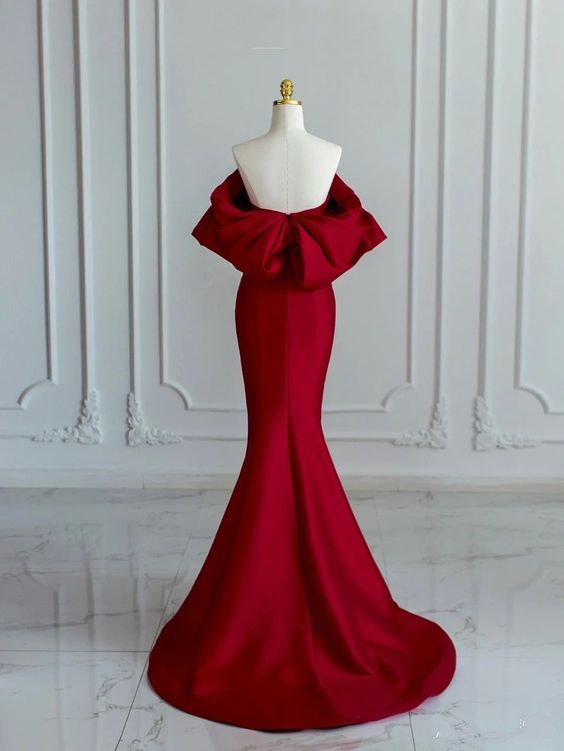 Vestido de fiesta de satén con corte sirena y encantador vestido de noche vintage Y4371