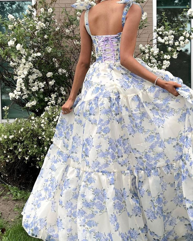 Besonderes Chiffon-A-Linien-Ballkleid mit Blumenmuster Y6721